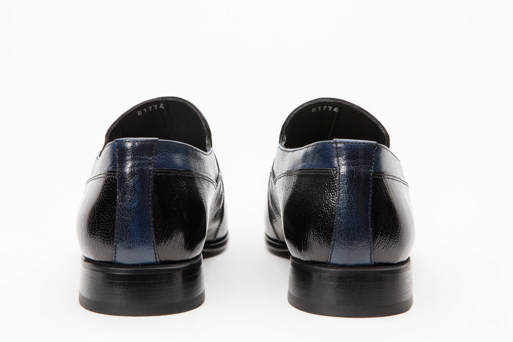 The Kazablanka Navy Leather Bit Loafer  Shoe - Vinci Leather