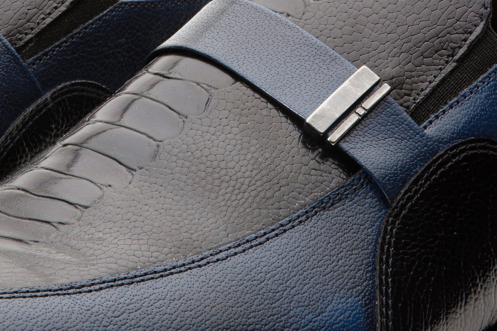 The Kazablanka Navy Leather Bit Loafer  Shoe - Vinci Leather